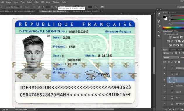 France Id Card Editable Psd Template (Photoshop Template pertaining to French Id Card Template