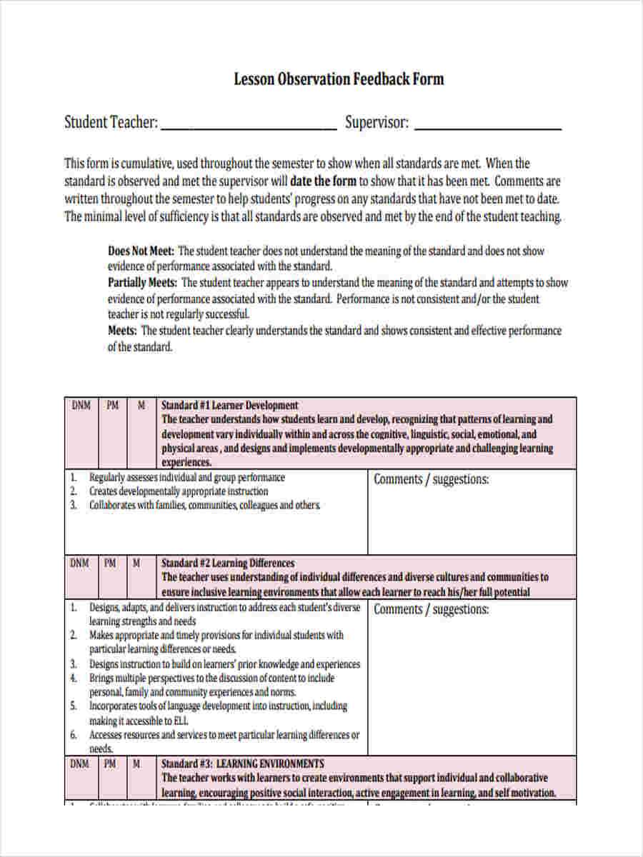 Free 14+ Sample Teacher Feedback Forms In Pdf | Word With Regard To Student Feedback Form Template Word