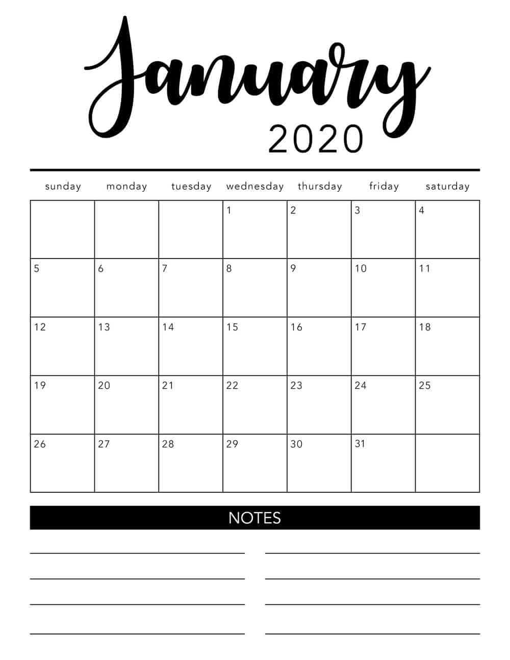 Free 2020 Printable Calendar Template (2 Colors!) – I Heart With Blank Calander Template