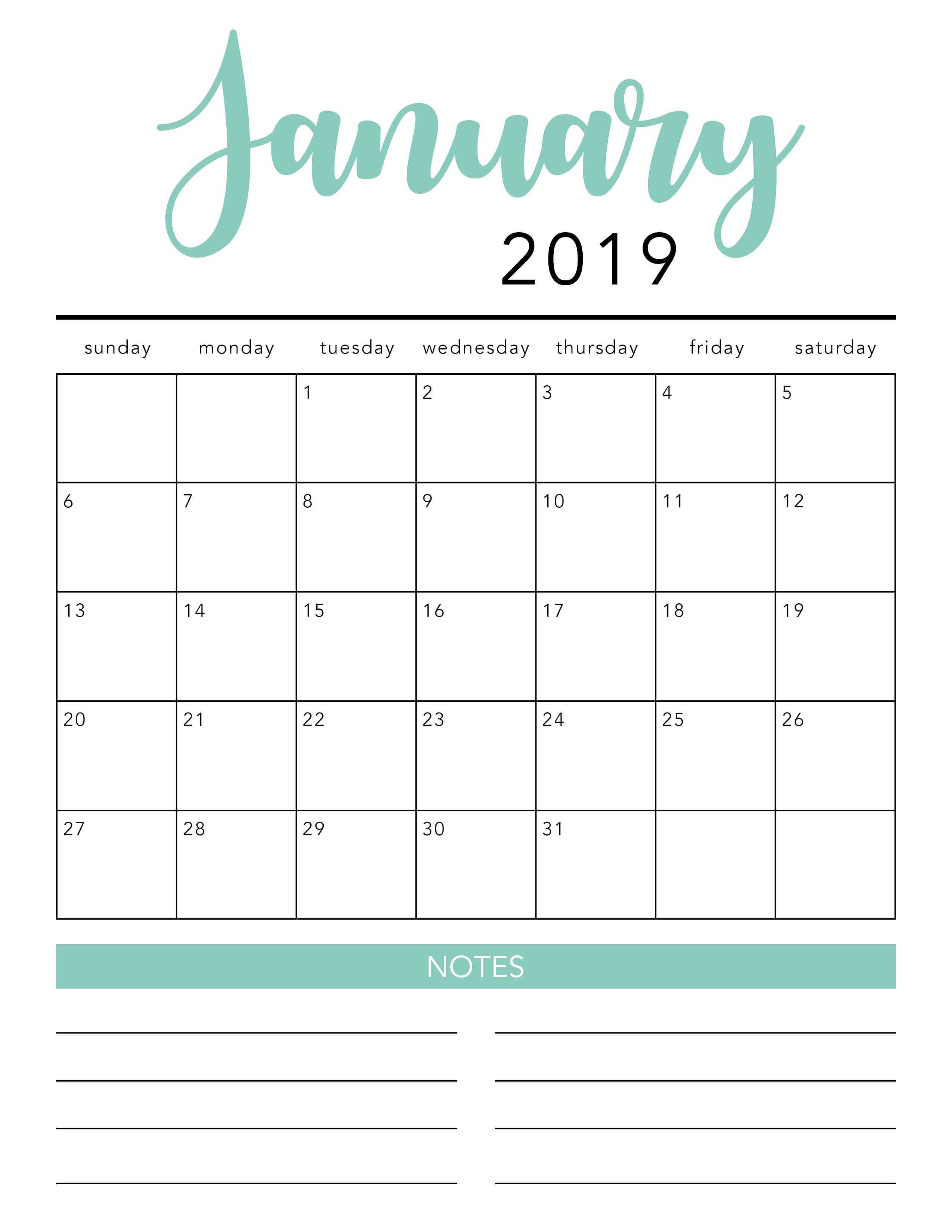 Free 2020 Printable Calendar Template (2 Colors!) – I Heart With Blank Calander Template