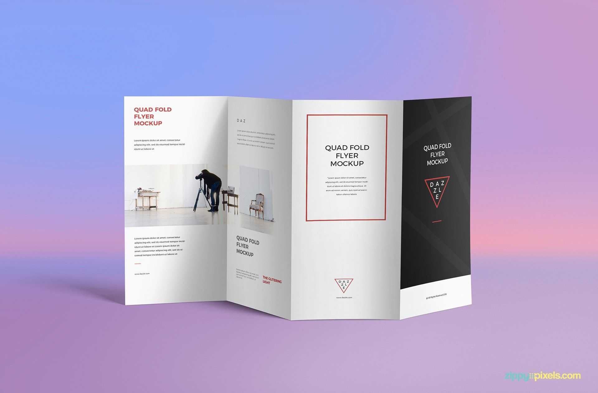 Free 4 Fold Brochure Psd Mockup – Creativebooster Pertaining To Quad Fold Brochure Template