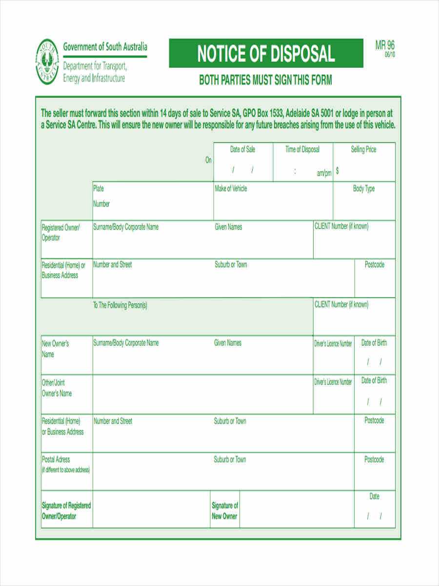 Free 5+ Notice Of Disposal Forms In Word | Pdf Inside Certificate Of Disposal Template