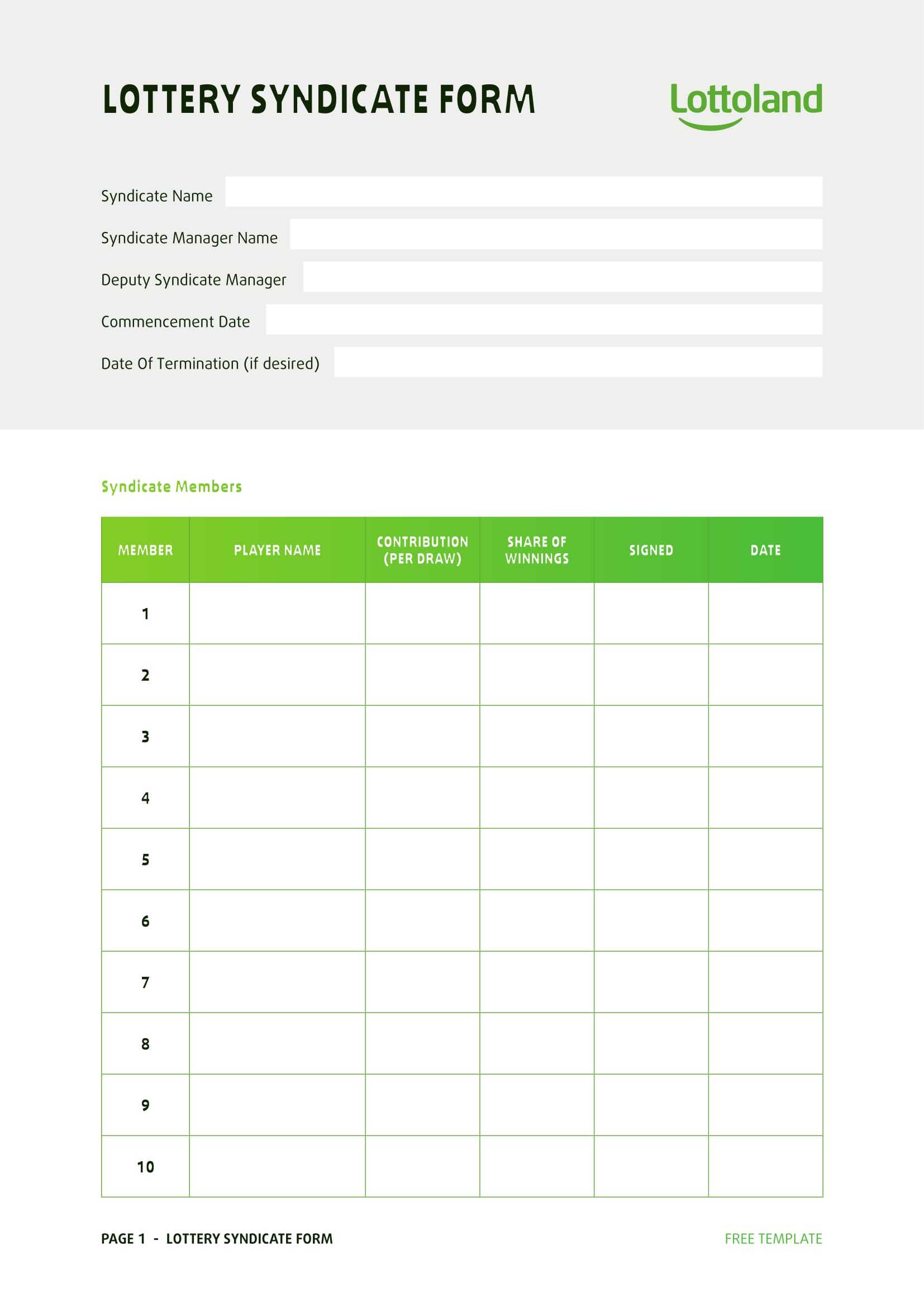 Free 6+ Significance Of Lottery Syndicate Forms In Pdf | Doc Regarding Lottery Syndicate Agreement Template Word