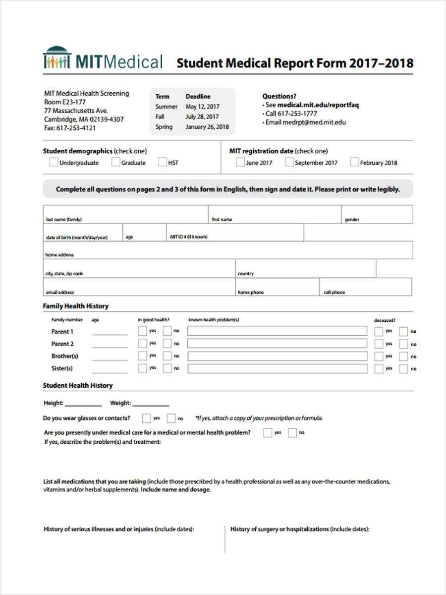 Free 7+ Medical Report Forms In Samples, Examples, Formats In Medical Report Template Doc