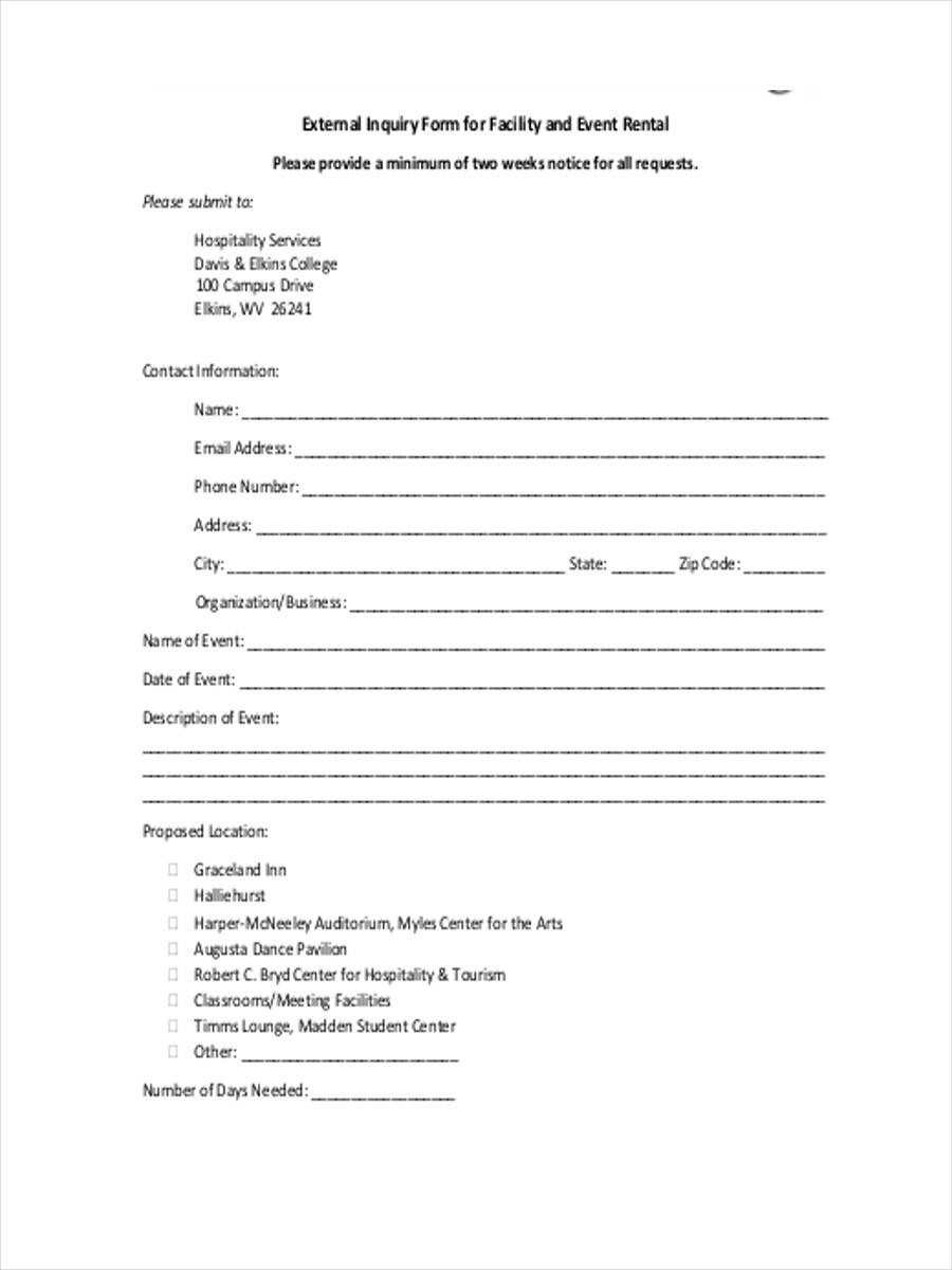 Free 7 Sample Event Inquiry Forms In Word Pdf For Enquiry Form 
