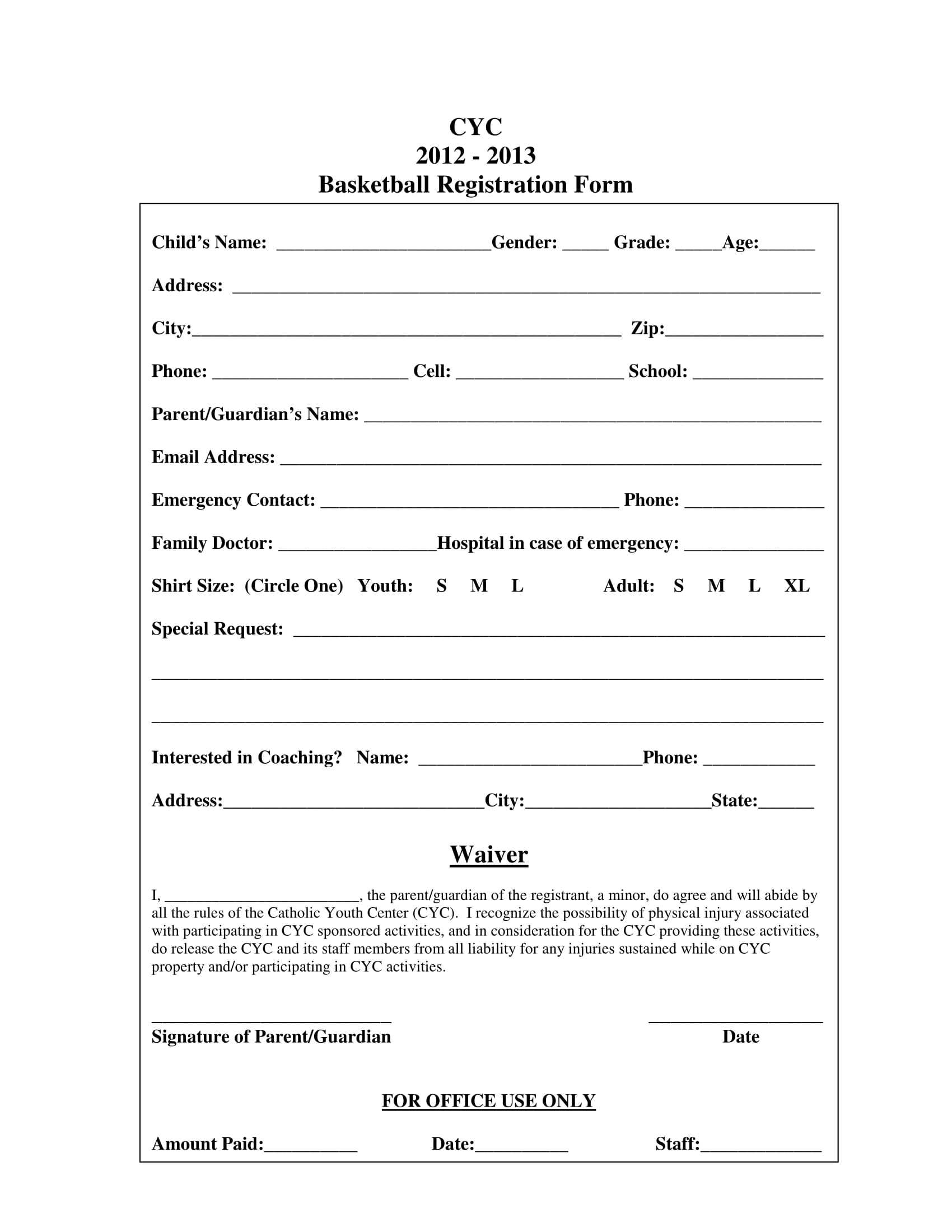 Free 9+ Basketball Registration Form Samples | Pdf With Regard To School Registration Form Template Word