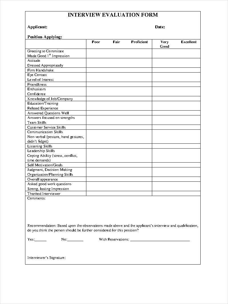 Free 9+ Interview Evaluation Form Examples In Pdf | Examples Inside Blank Evaluation Form Template