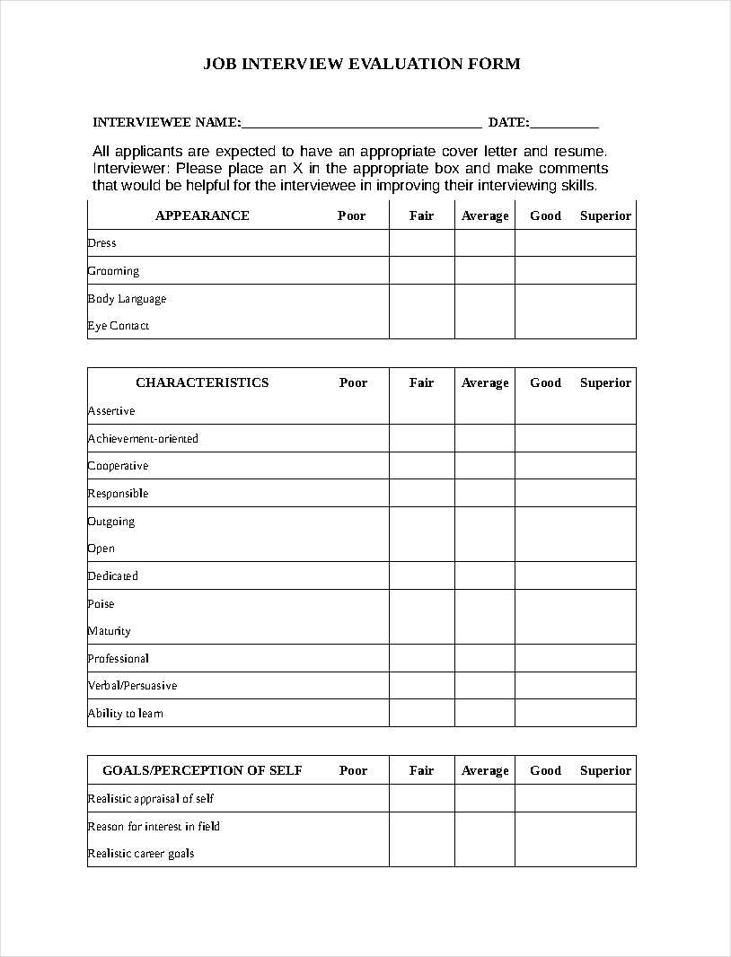 Free 9+ Interview Evaluation Form Examples In Pdf | Examples Regarding Blank Evaluation Form Template