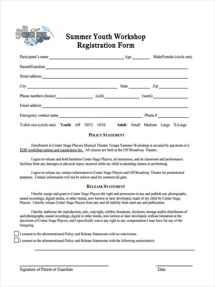 Free 9+ Workshop Registration Forms In Sample, Example, Format Intended For Seminar Registration Form Template Word