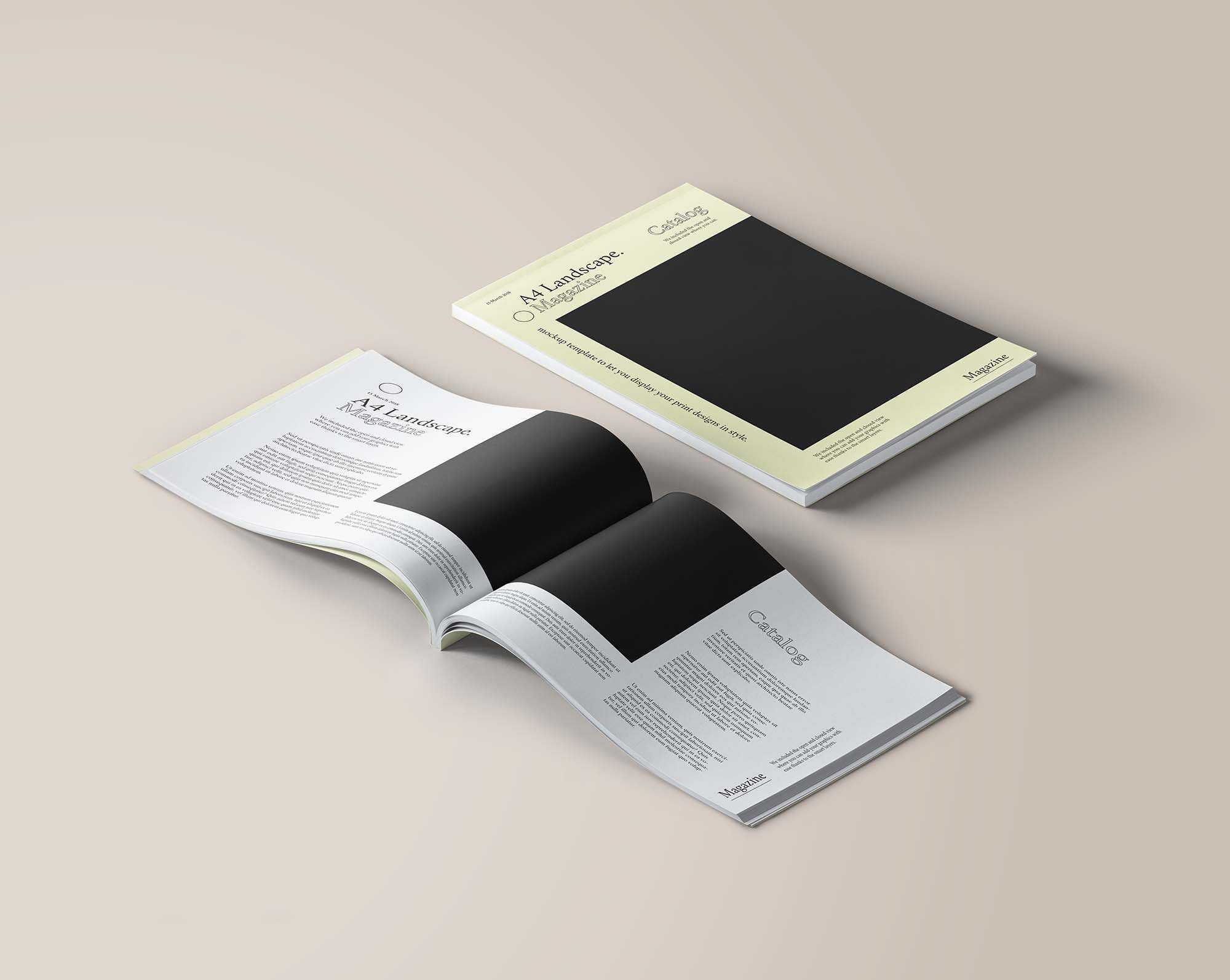 Free A4 Landscape Magazine Mockup (Psd) Regarding Blank Magazine Template Psd