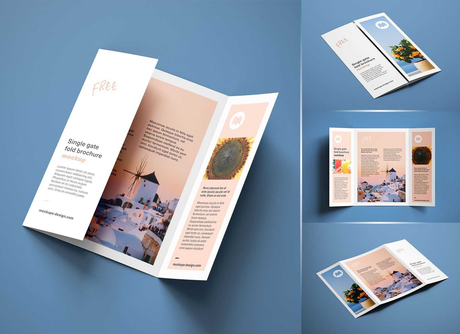 Free A4 Single Gate Fold Brochure Mockup Psd Set | Free Within Single Page Brochure Templates Psd