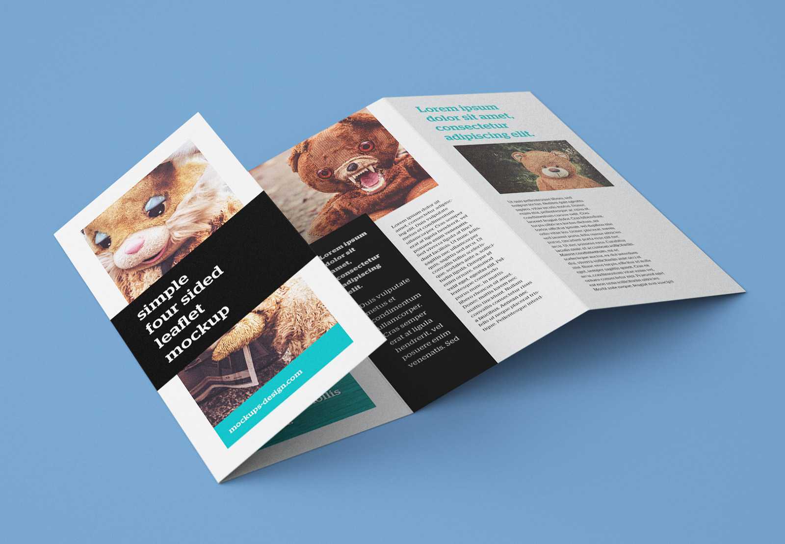 Free Accordion 4 Fold Brochure / Leaflet Mockup Psd Regarding Quad Fold Brochure Template