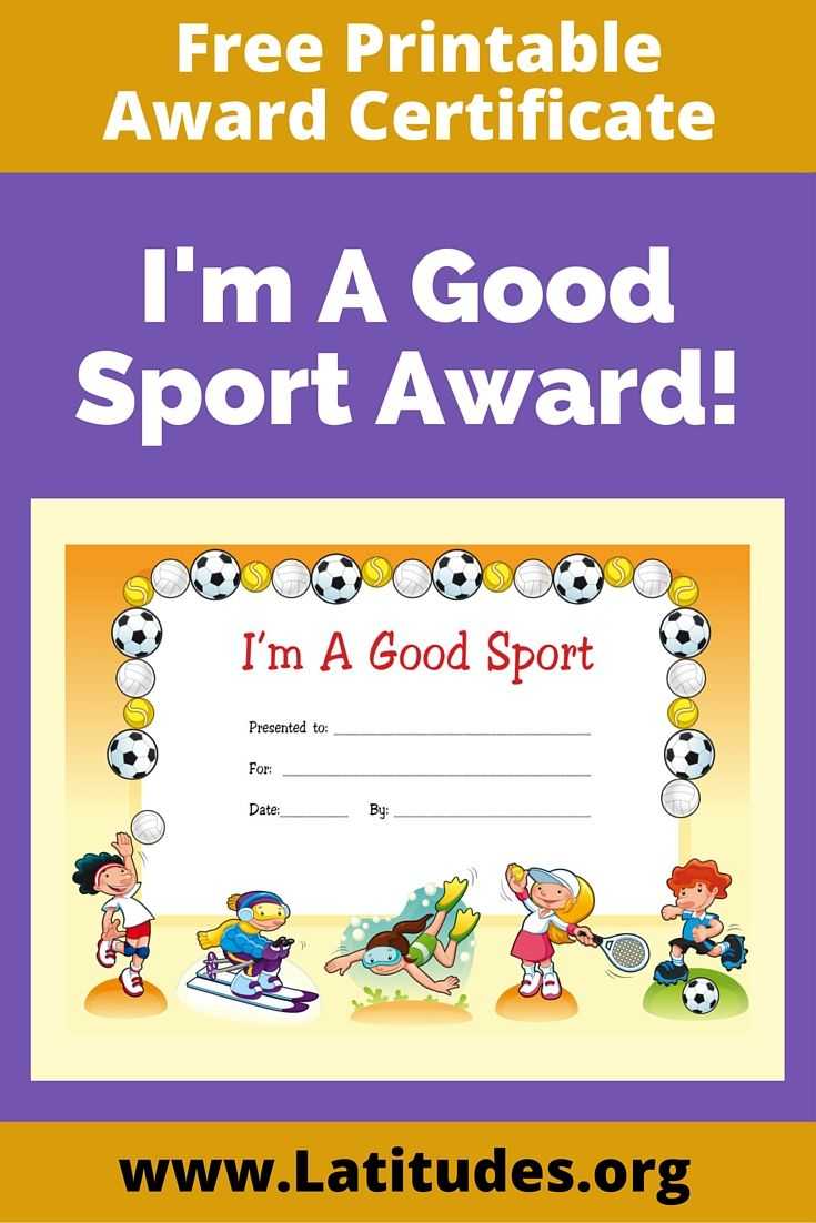 Free Award Certificate – I'm A Good Sport (Primary With Regard To Sports Day Certificate Templates Free