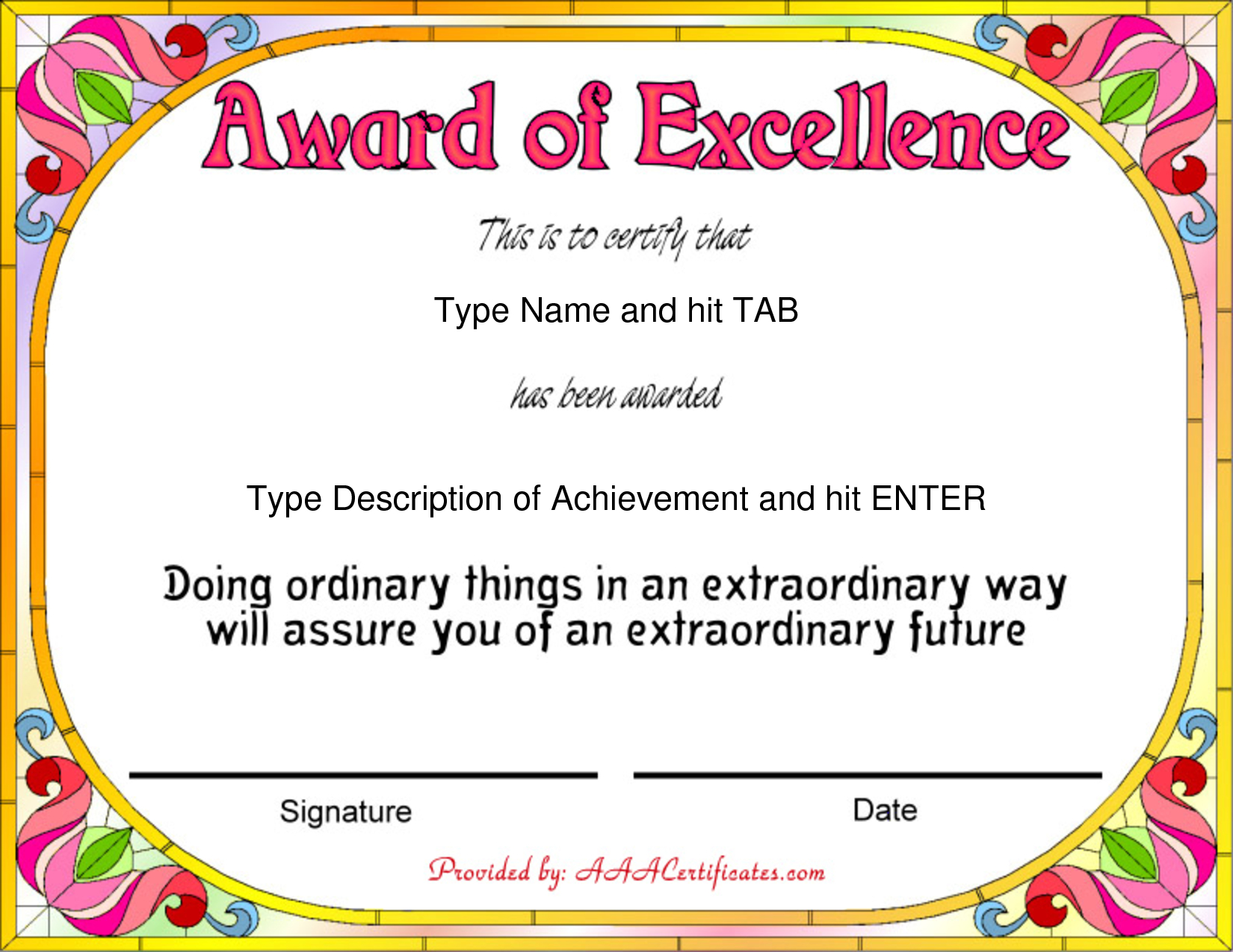 Free Award Certificate Templates Sample Complaint Email With Certificate Of Attainment Template