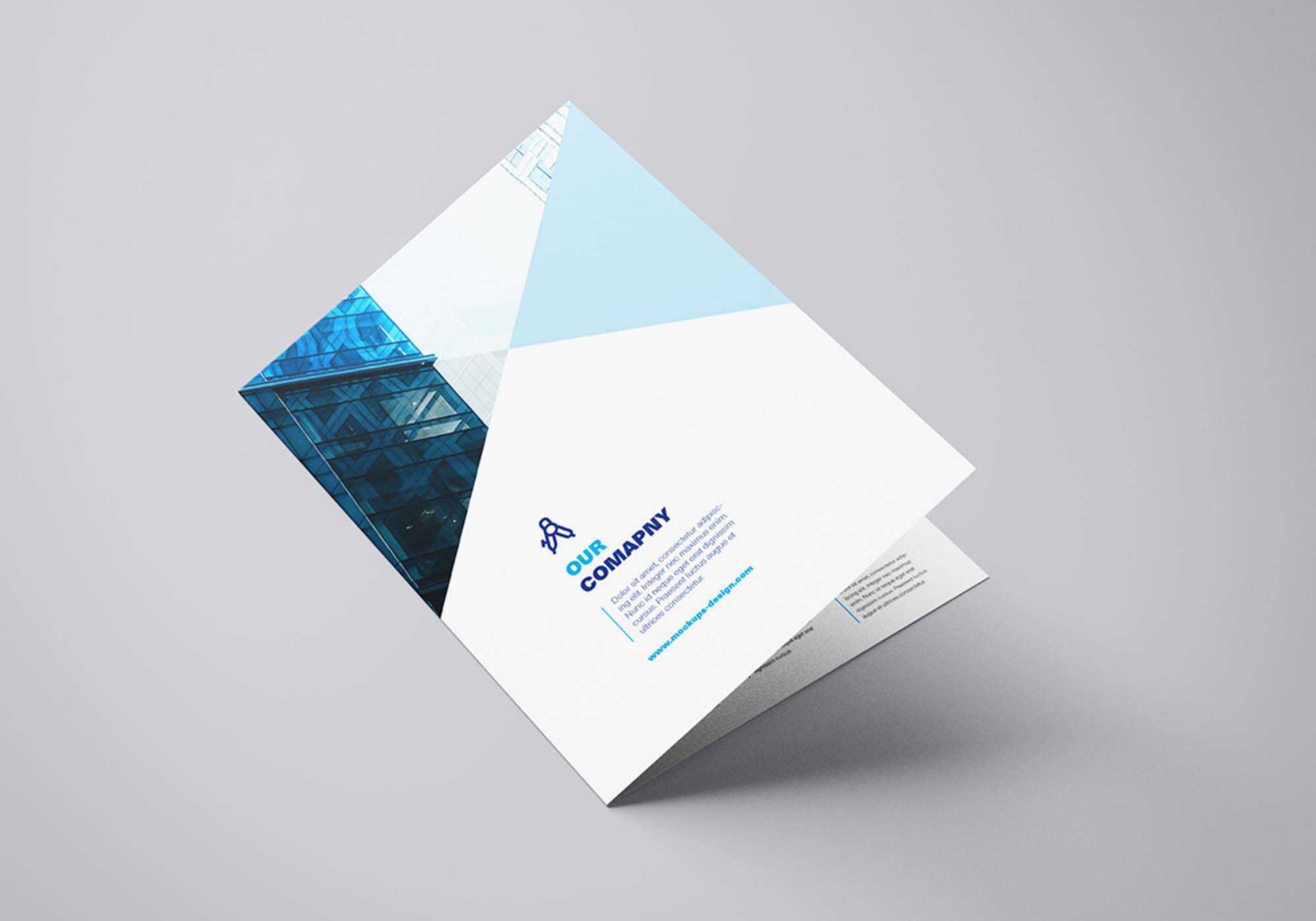 Free Bi Fold Mockup Template (Psd) Regarding Two Fold Brochure Template Psd