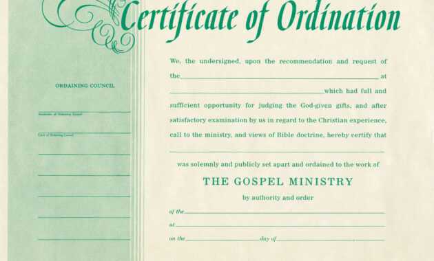 Free Blank Certificate Of Ordination | Ordination For in Free Ordination Certificate Template