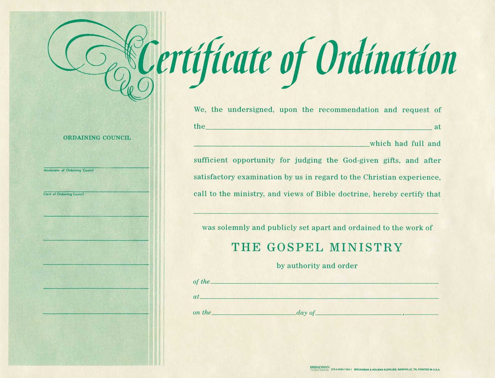 Free Blank Certificate Of Ordination | Ordination For In Free Ordination Certificate Template