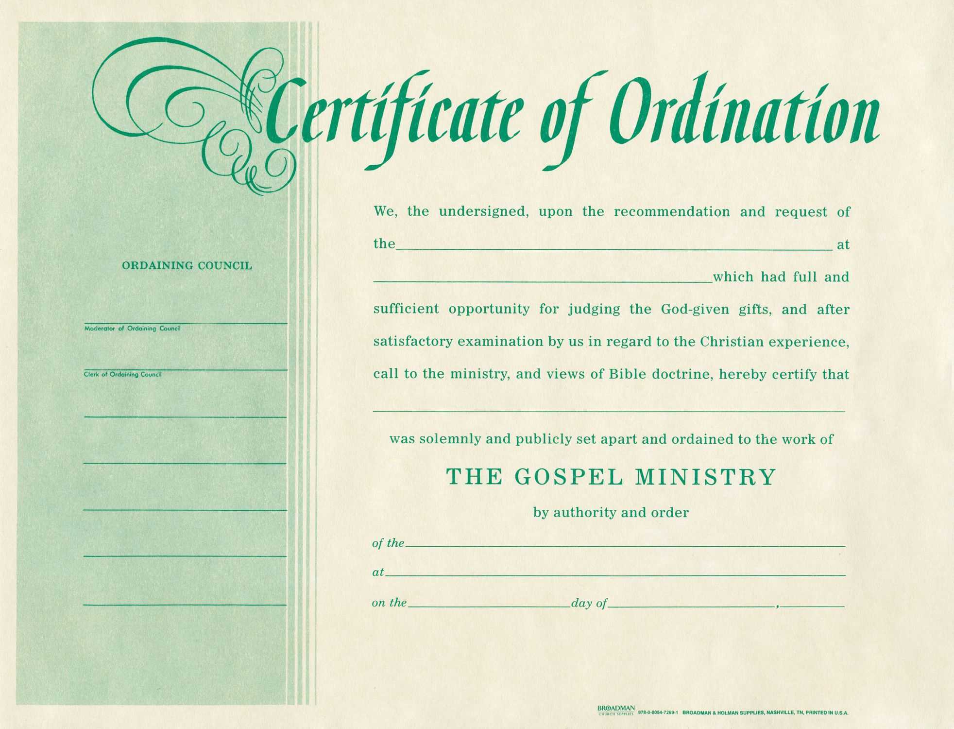 Free Blank Certificate Of Ordination | Ordination For In Free Ordination Certificate Template