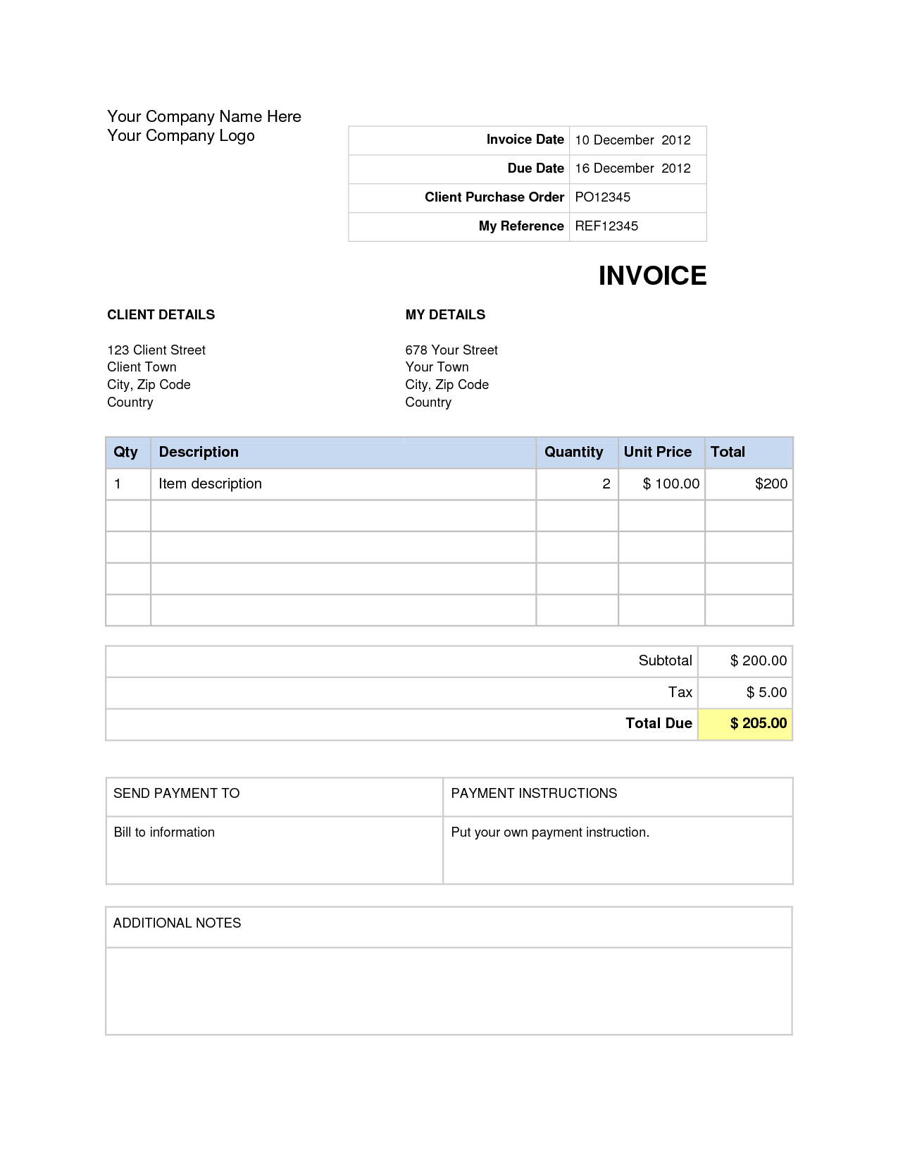 Free Blank Invoice Template Microsoft Word Want A Free Inside Free Printable Invoice Template Microsoft Word