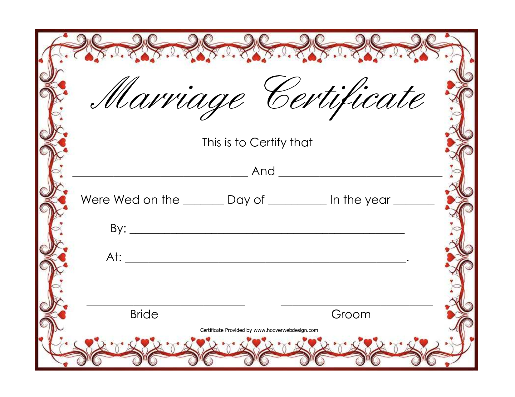 Free Blank Marriage Certificates | Printable Marriage Within Blank Marriage Certificate Template