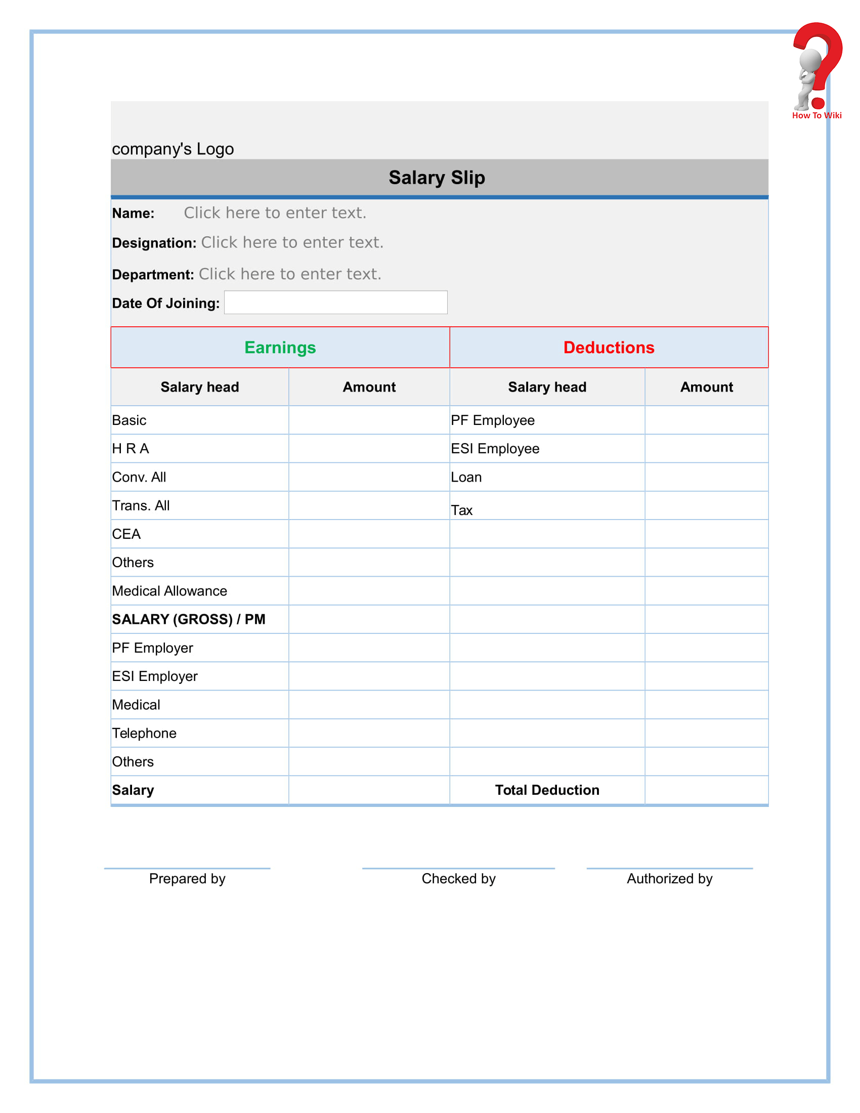 Free Blank Payslip Template 1 | How To Wiki For Blank Payslip Template