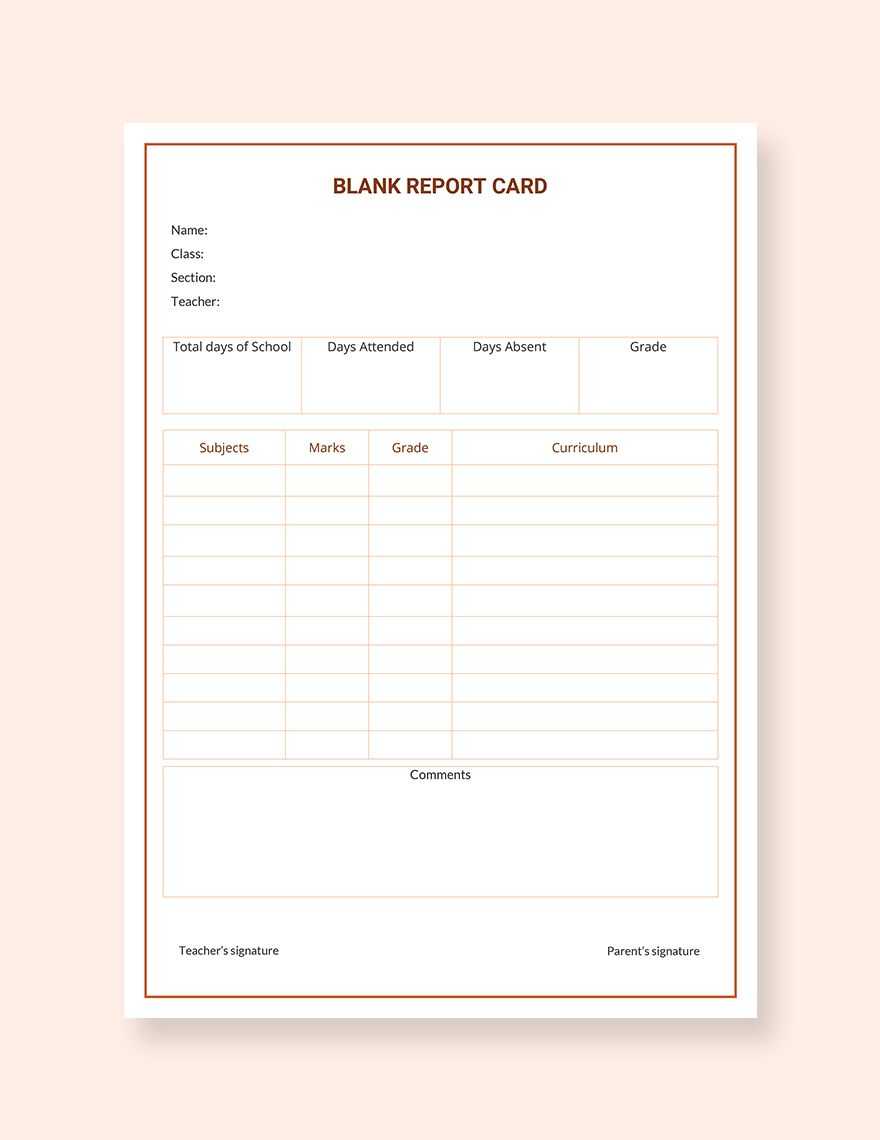 Free Blank Report Card | No | Report Card Template, School In Blank Report Card Template