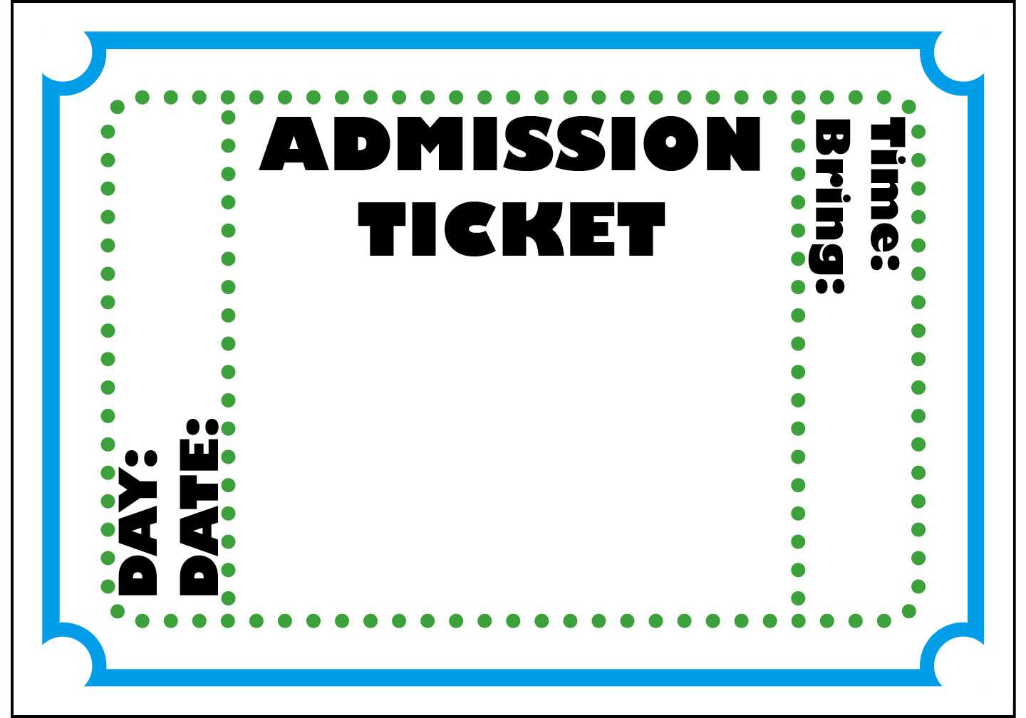Blank Admission Ticket Template Professional Template