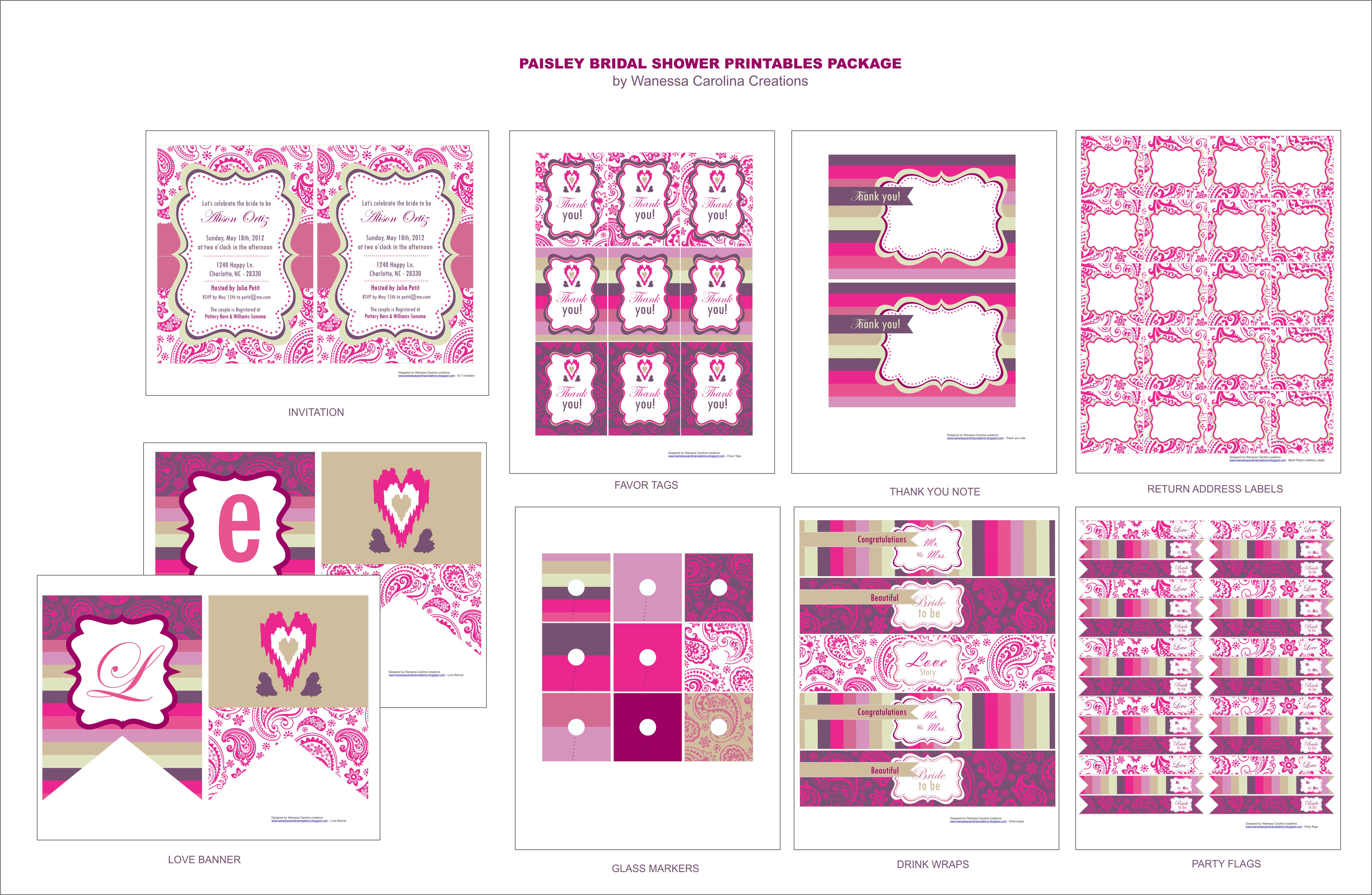 Free Bridal Shower Printables From Wanessa Carolina For Free Bridal Shower Banner Template