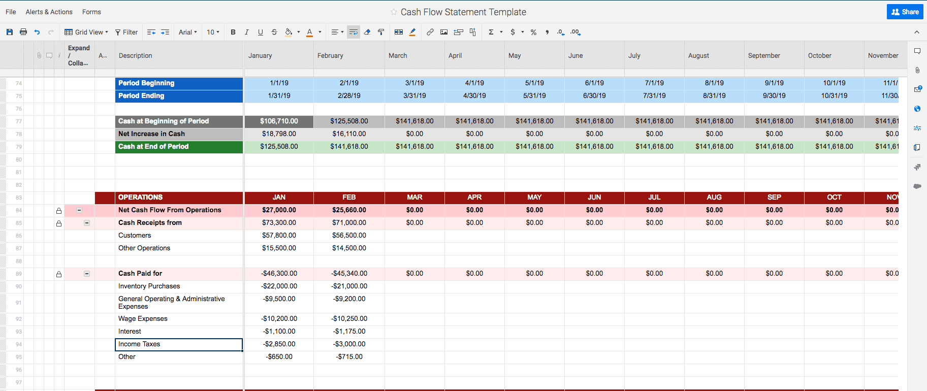 Free Cash Flow Statement Templates | Smartsheet Throughout Cash Position Report Template