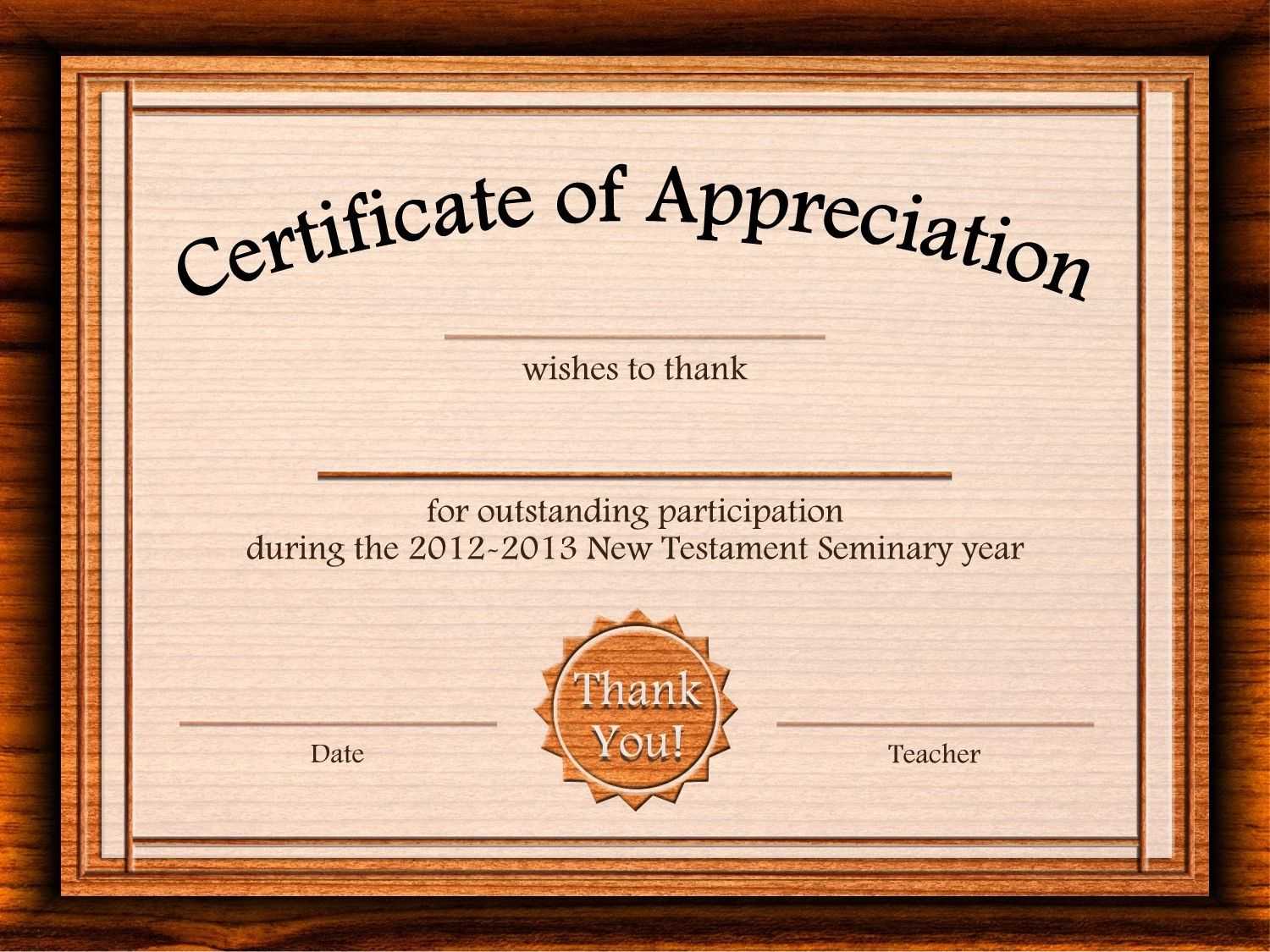 Free Certificate Of Appreciation Templates For Word In Downloadable Certificate Templates For Microsoft Word