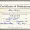 Free Certification: Free Ordination Certificate In Free Ordination Certificate Template