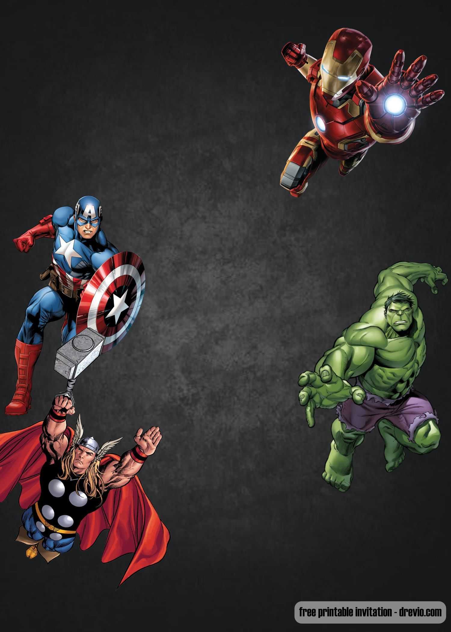 Free Chalkboard Avenger Birthday Invitation Template | Ry 4 In Avengers Birthday Card Template