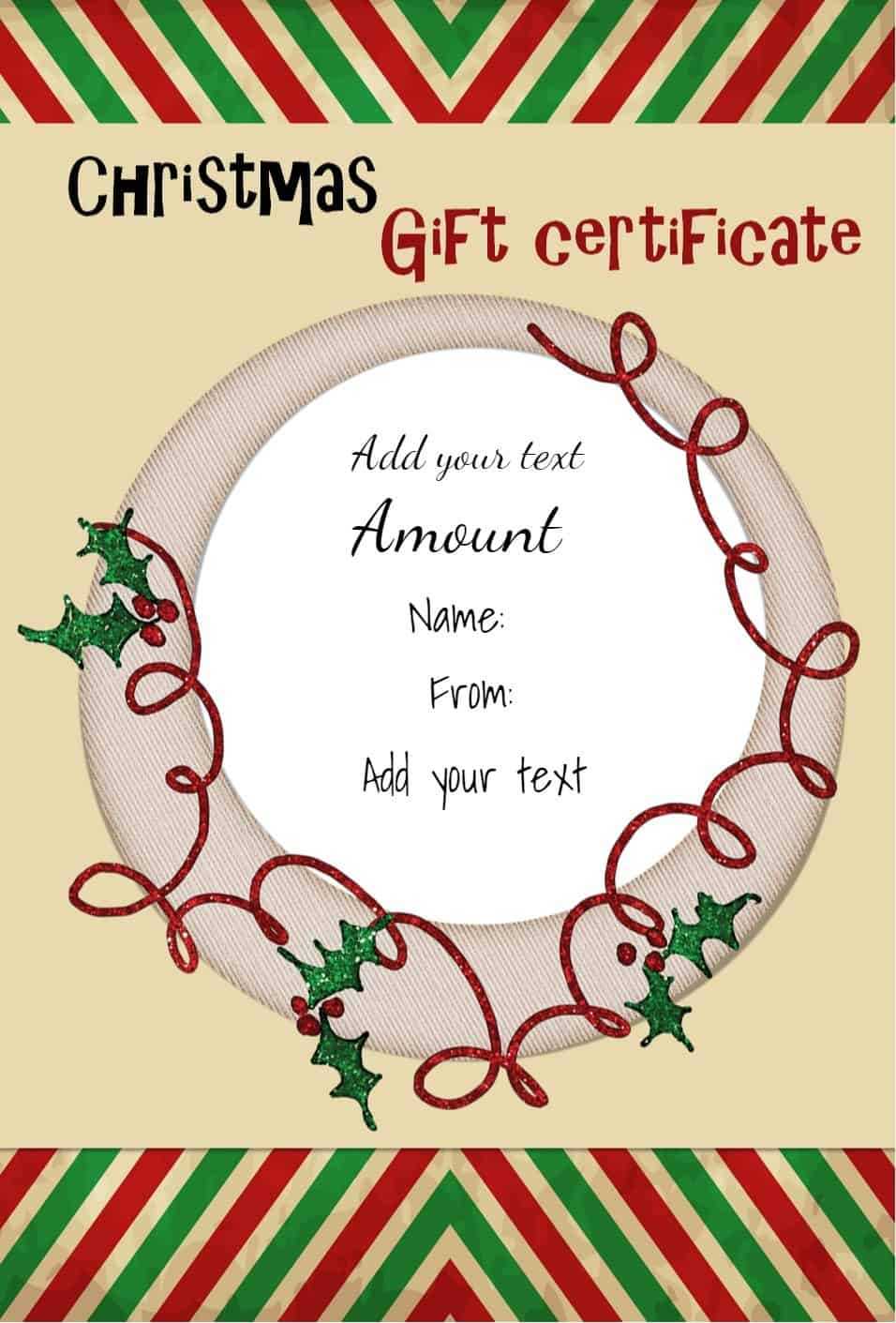 Free Christmas Gift Certificate Template | Customize Online In Free Christmas Gift Certificate Templates