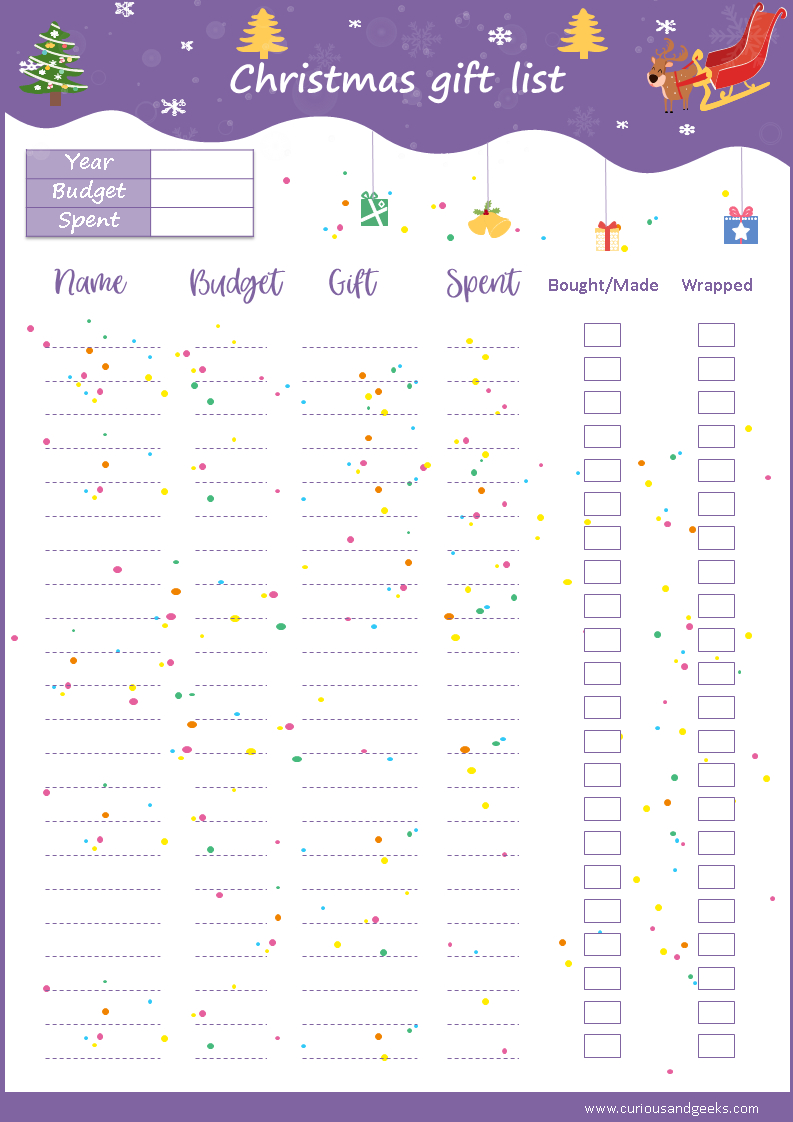 Free Christmas List Templates + An Excel Version - Curious Regarding Christmas Card List Template