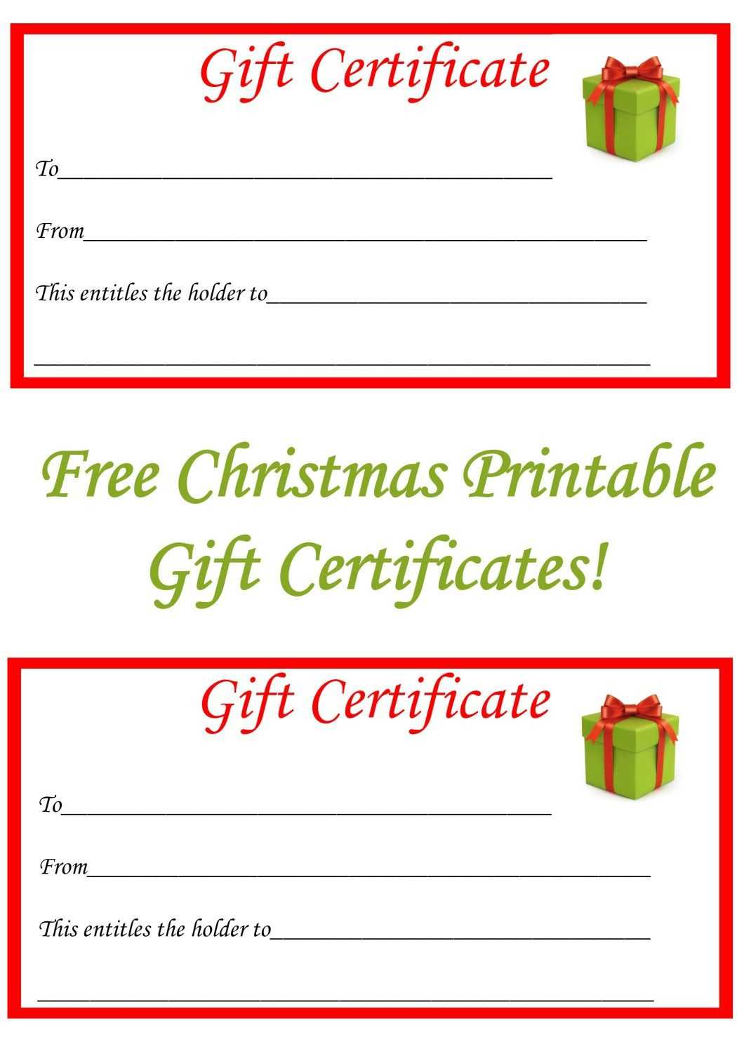 Free Christmas Printable Gift Certificates | Gift Ideas Intended For Printable Gift Certificates Templates Free
