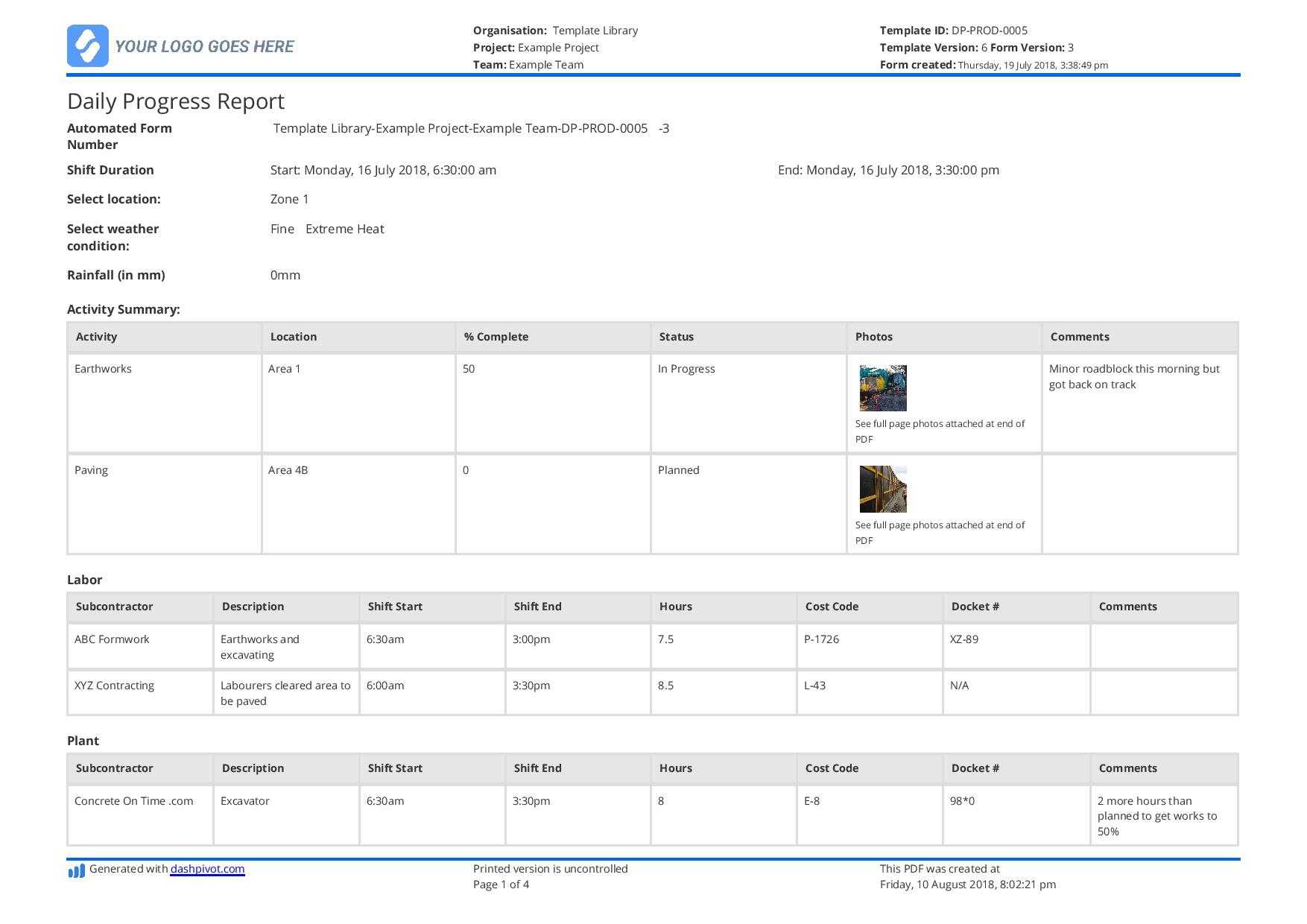 Free Construction Daily Report Template (Better Than Pdf Throughout Daily Report Sheet Template