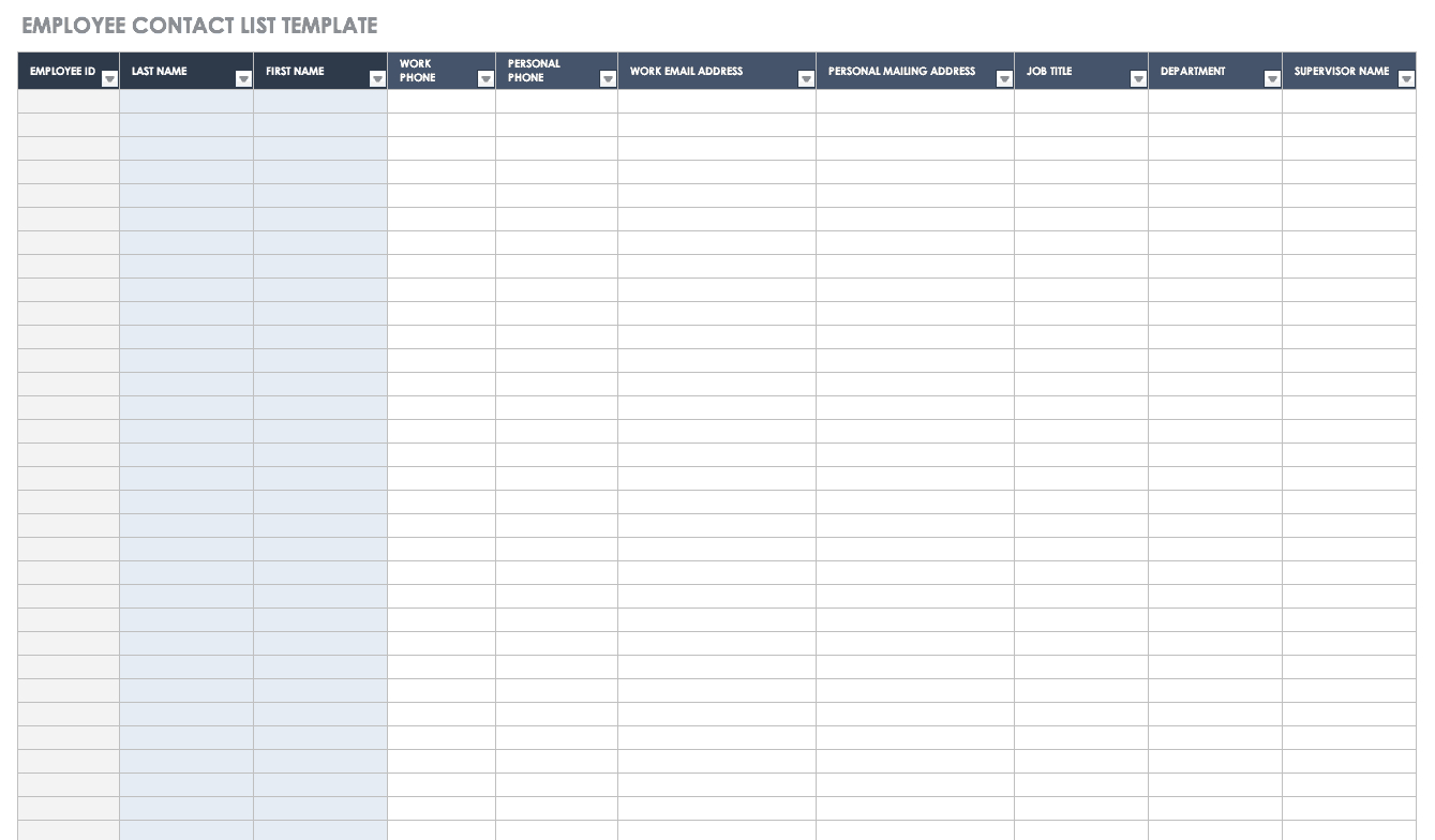 Free Contact List Templates | Smartsheet Inside Personal Word Wall Template