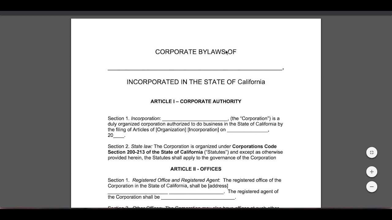 Free Corporate Bylaws Template | Pdf | Word In Corporate Bylaws Template Word