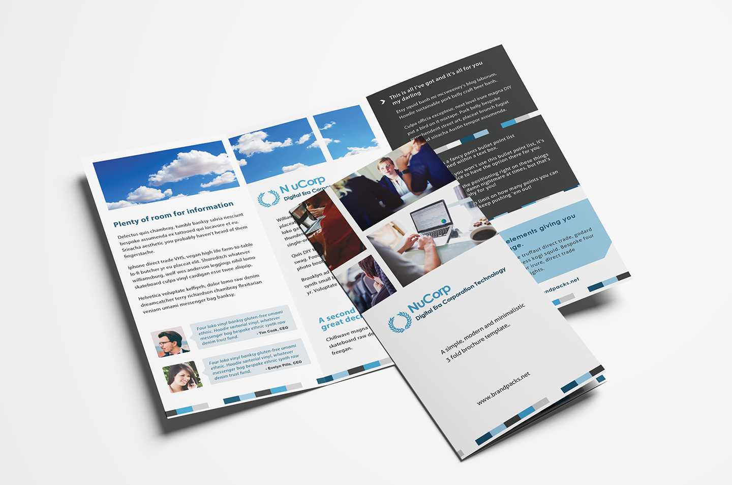 Free Corporate Trifold Brochure Template In Psd, Ai & Vector With 2 Fold Brochure Template Free