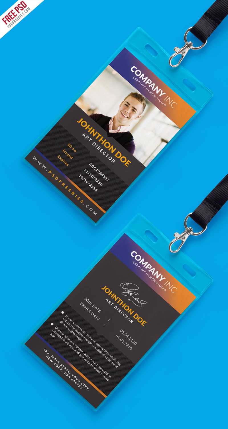 Free Creative Identity Card Design Template Psd With Regard To College Id Card Template Psd