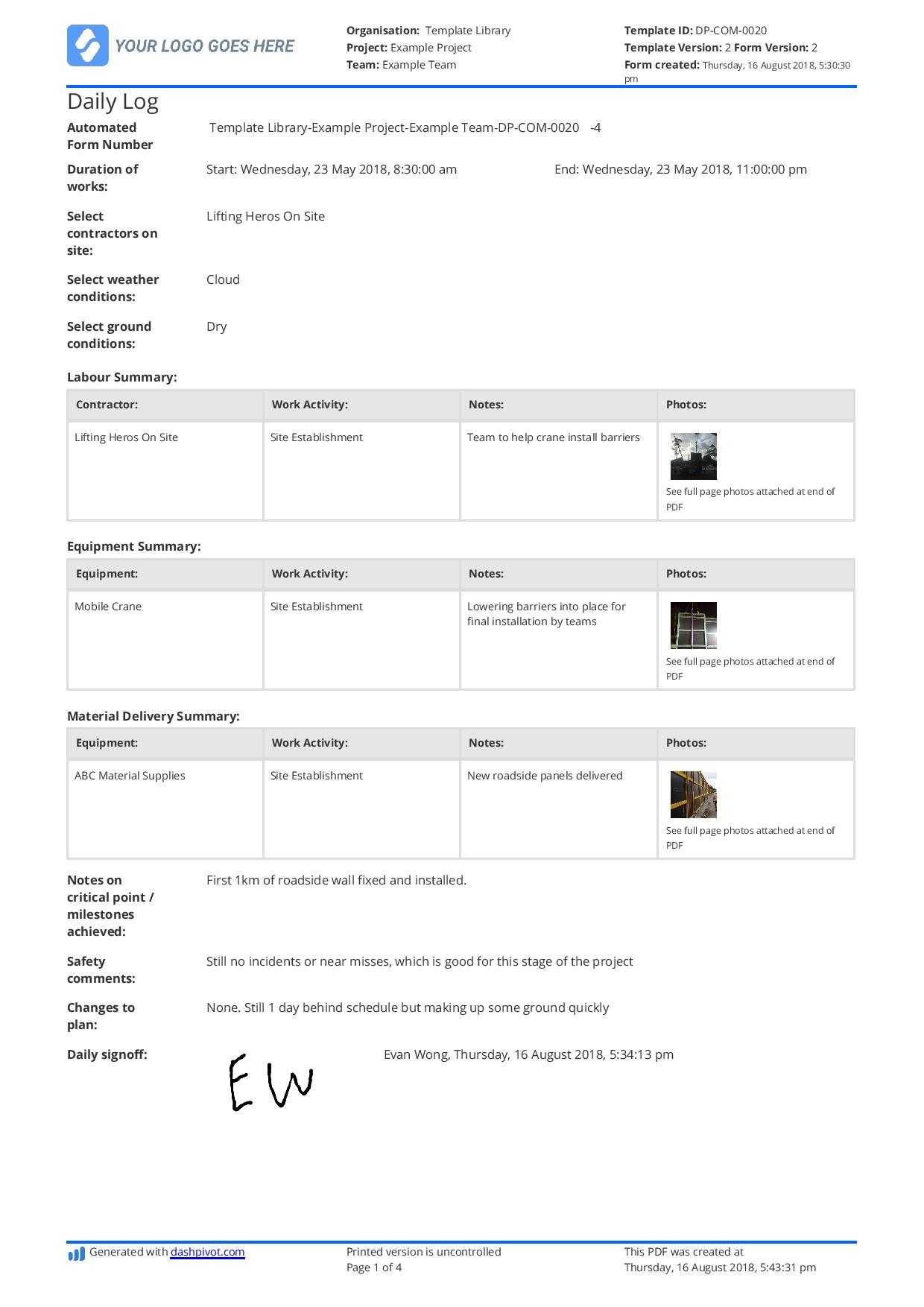 Free Daily Construction Log Template (Better Than Excel And Throughout Free Construction Daily Report Template