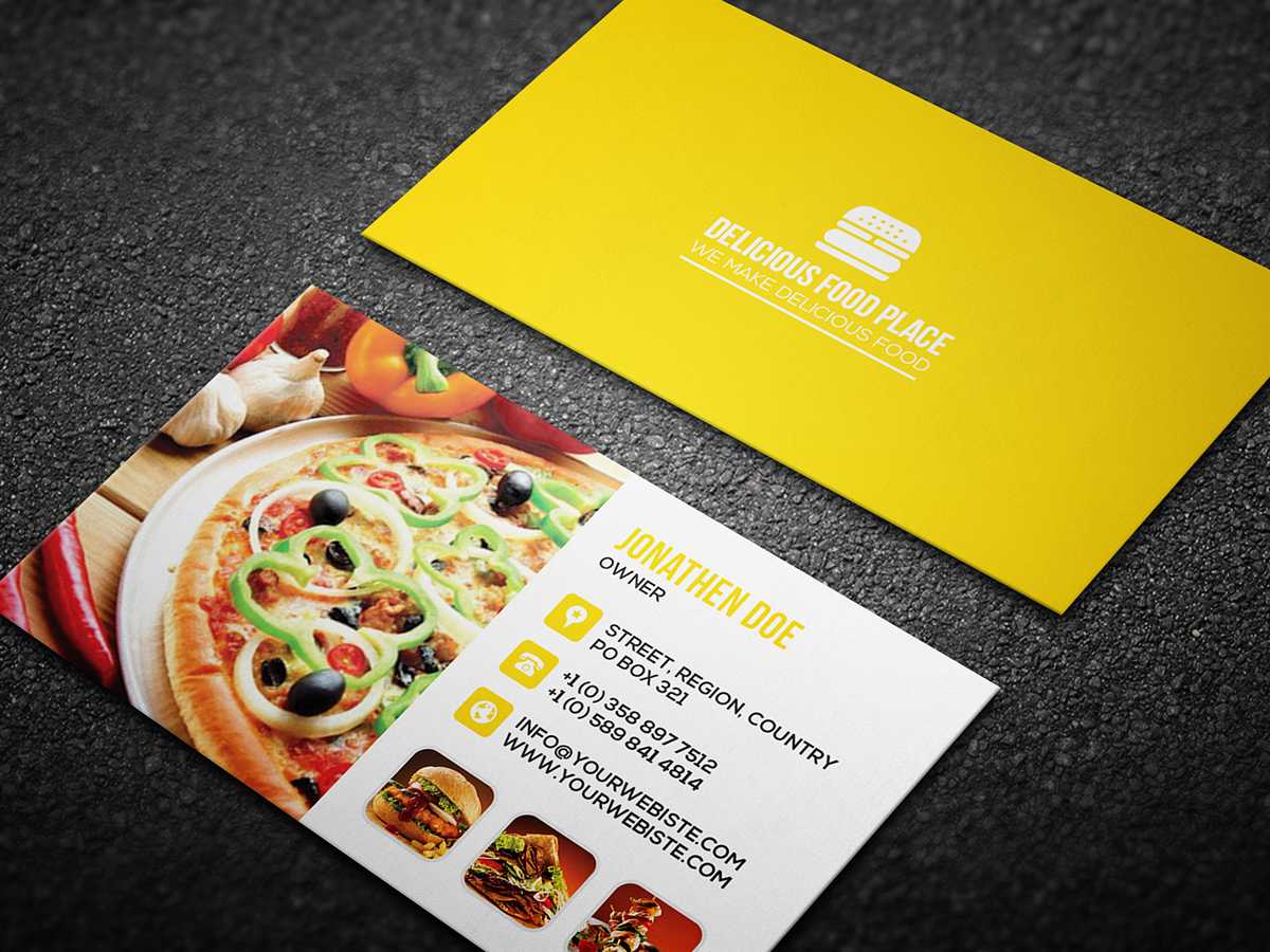 Free Delicious Food Business Card On Behance Throughout Food Business Cards Templates Free