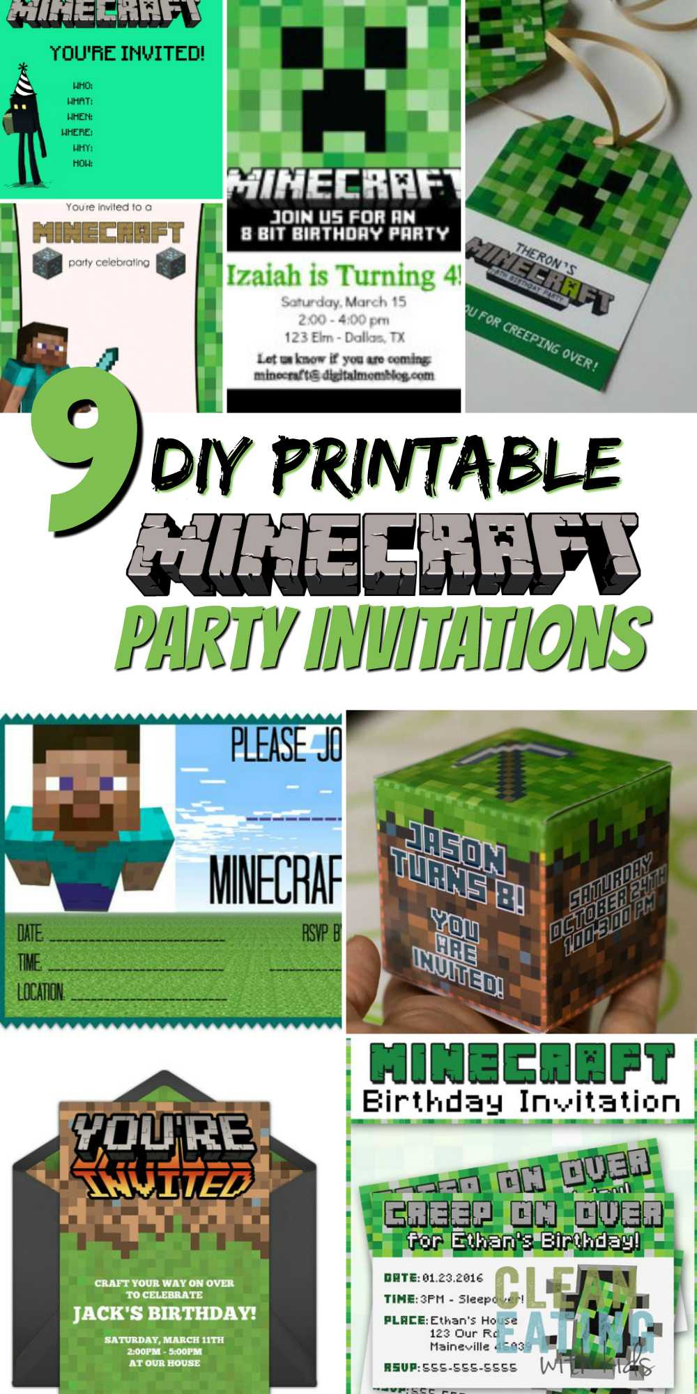 Free Diy Printable Minecraft Birthday Invitation – Clean In Minecraft Birthday Card Template