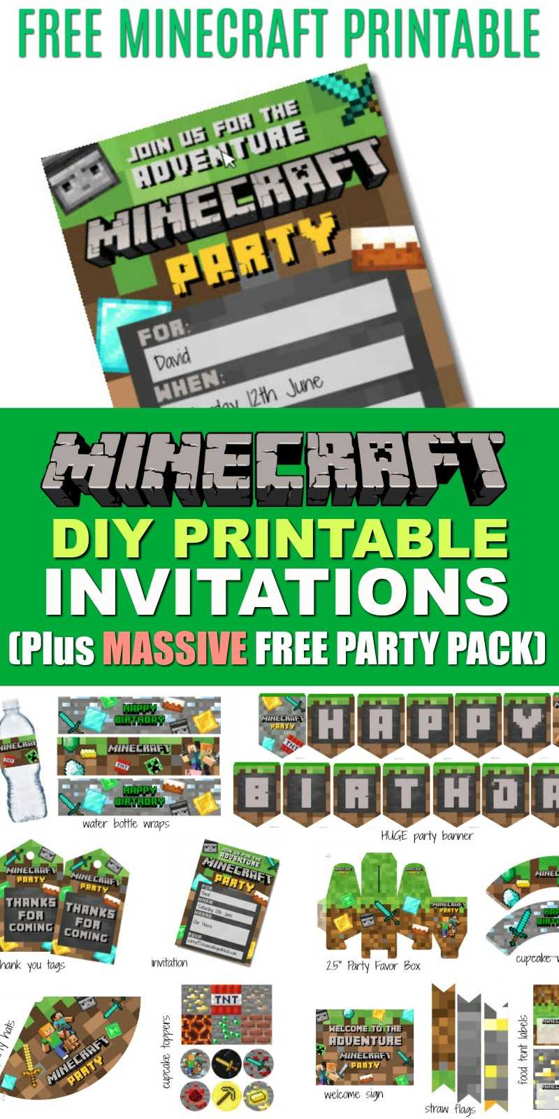 Free Diy Printable Minecraft Birthday Invitation – Clean With Minecraft Birthday Card Template