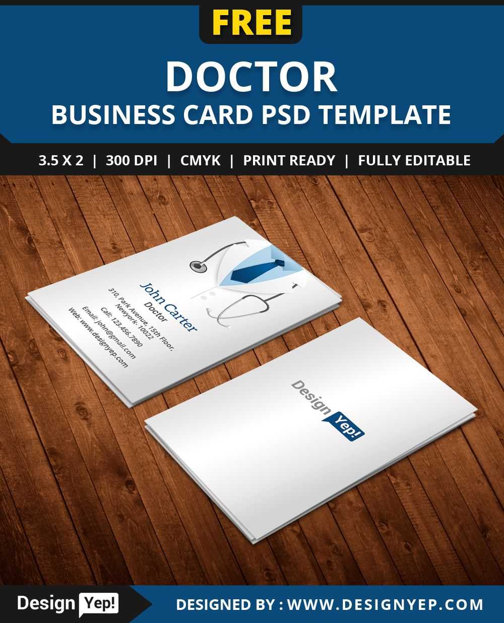Free Doctor Business Card Template Psd | Free Business Card For Medical Business Cards Templates Free