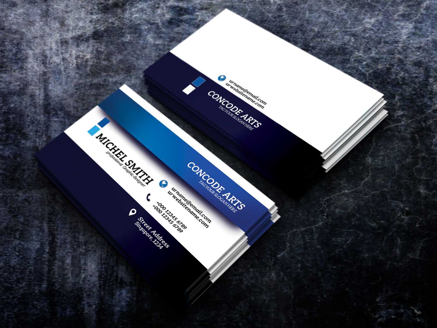 Free Download Blue Colour Business Cards Vol 91 In Professional Business Card Templates Free Download
