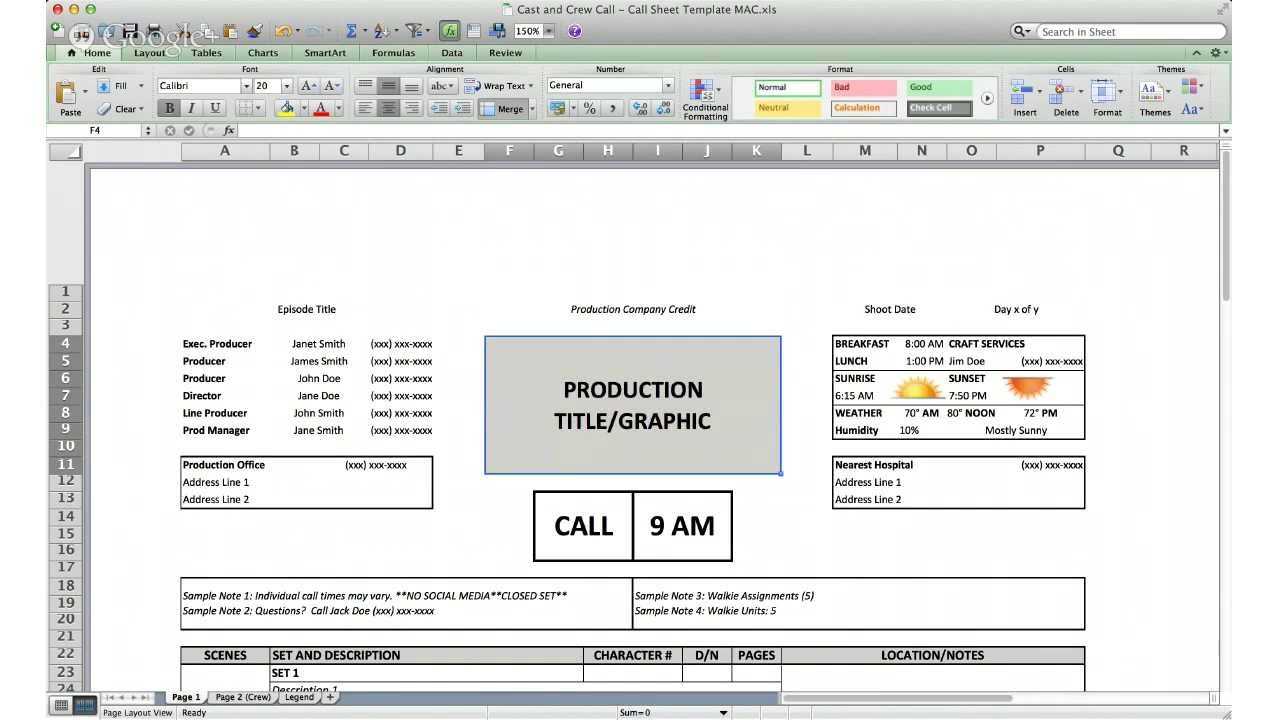 Free Download Call Sheet Template: The Only One You'll Ever Need Pertaining To Film Call Sheet Template Word