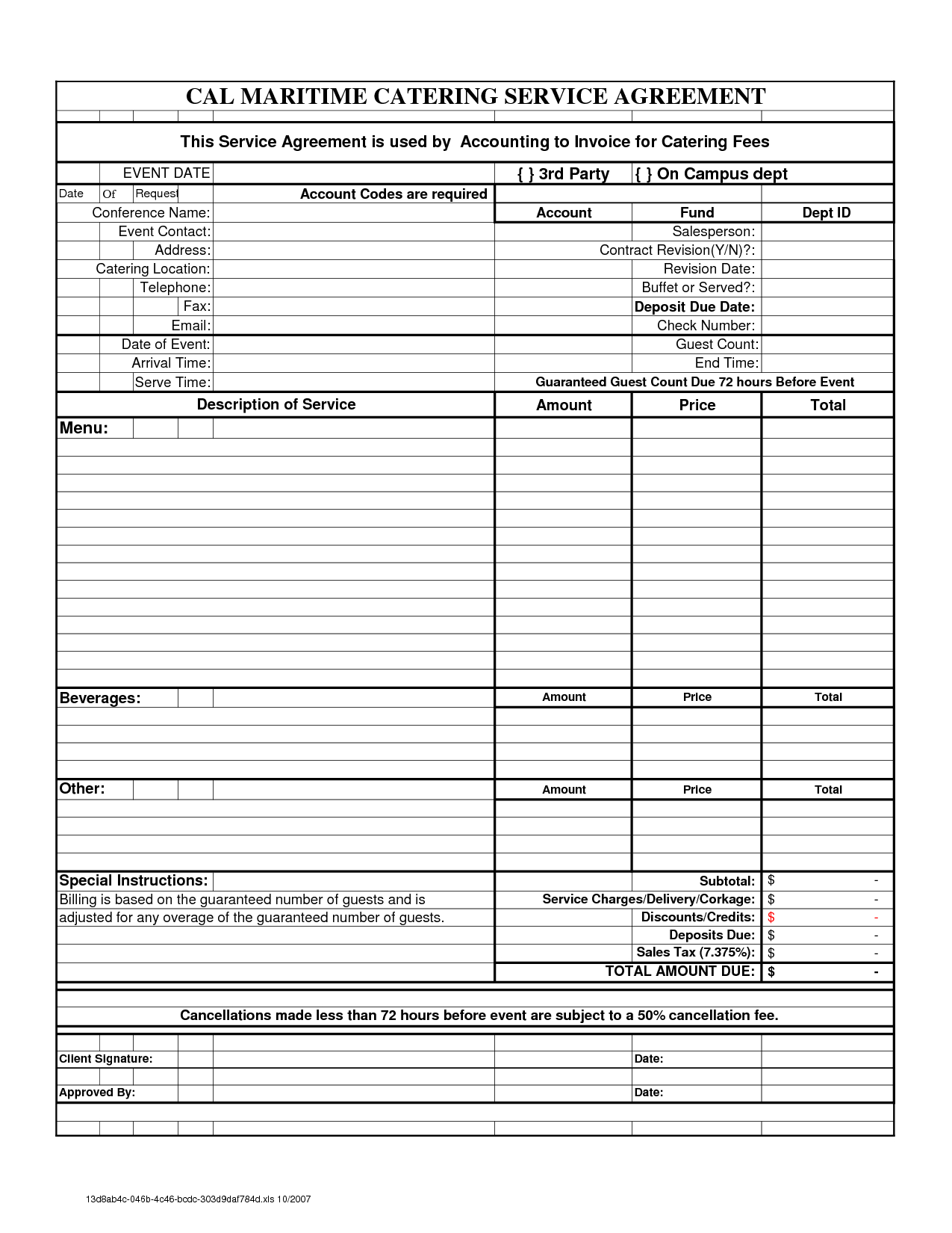 Free Downloadable Catering Contracts Forms | Catering For Catering Contract Template Word