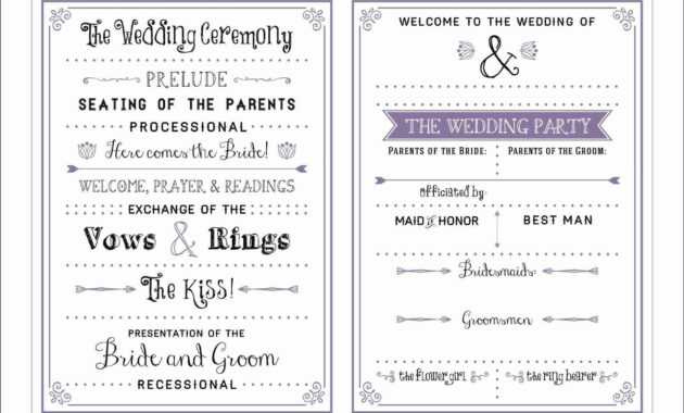 Free Downloadable Wedding Program Template That Can Be with Free Printable Wedding Program Templates Word