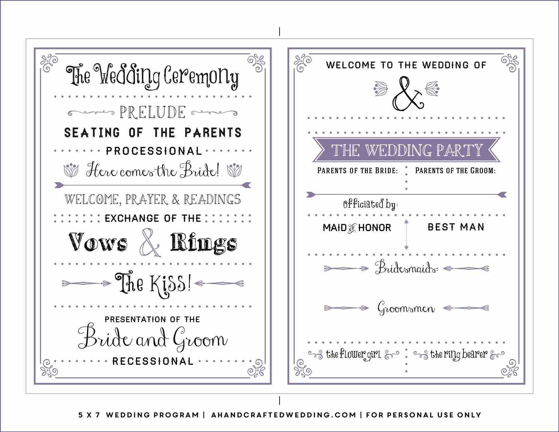 Free Downloadable Wedding Program Template That Can Be With Free Printable Wedding Program Templates Word